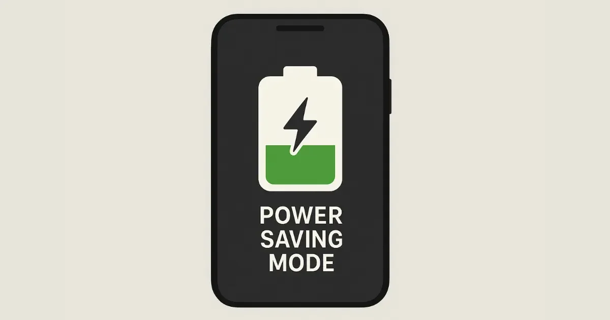 Image of smartphone battery icon with power-saving mode activated.